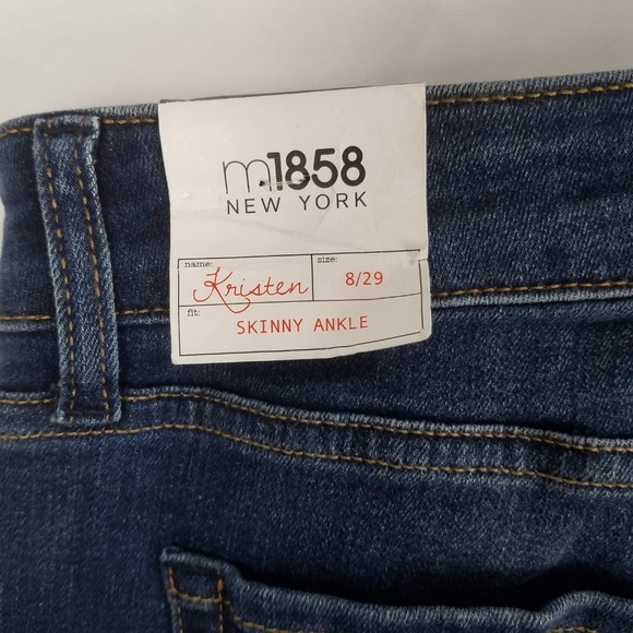 NWOT m1858 Kristen Skinny Ankle Womens Jeans 8 Vented Hem Stretch Denim Blue - Picture 4 of 6